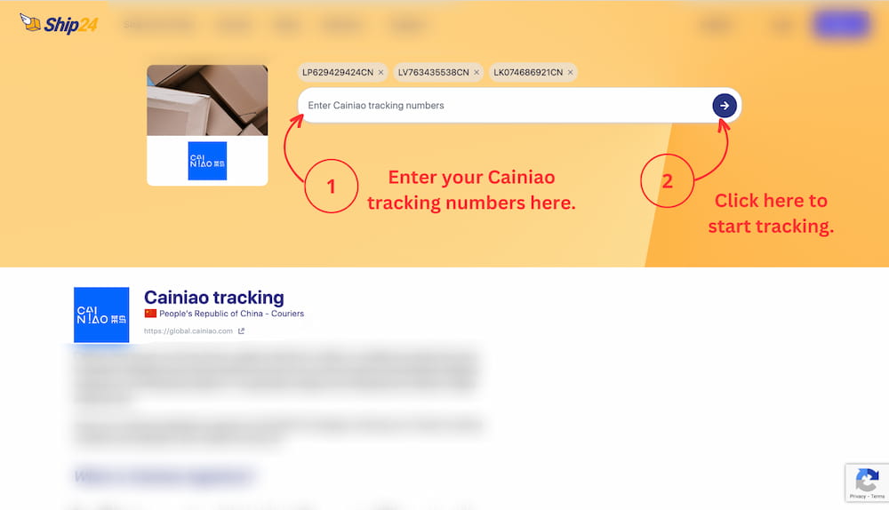 Cainiao tracking on Ship24