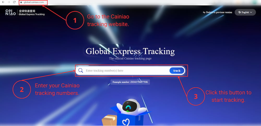 Cainiao tracking on website