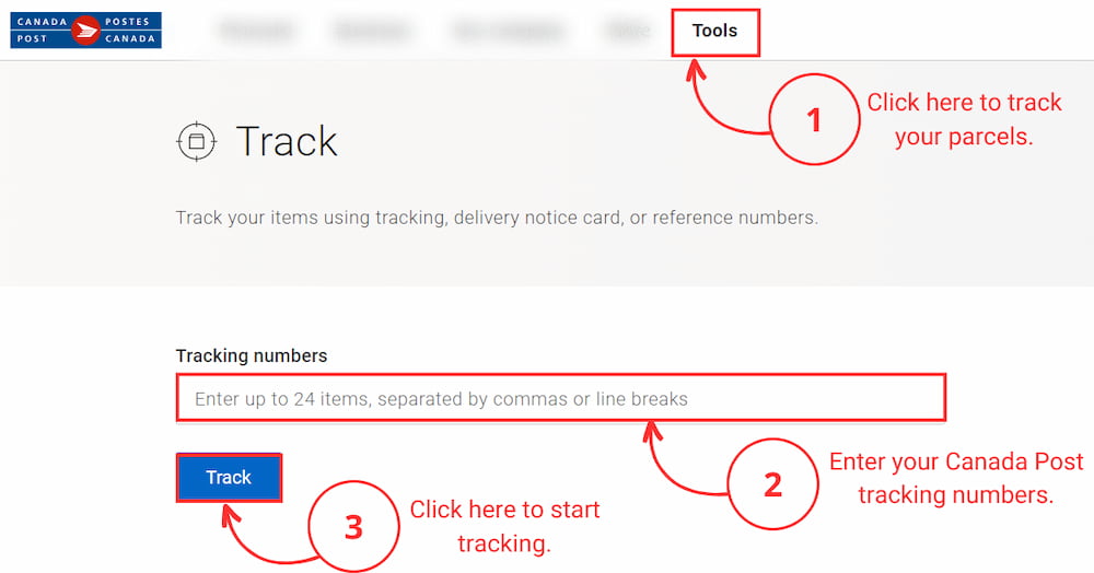 tracking parcels on Canada Post website