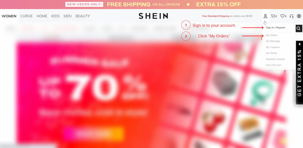 SHEIN order tracking 1